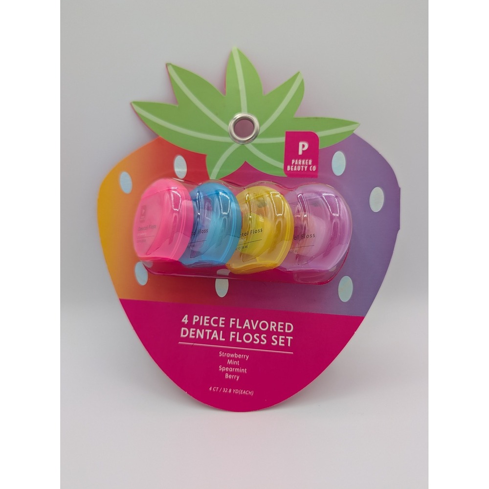 Parker Beauty Co‎ Flavored Dental Floss Set 4pc Strawberry Mint Berry Fruitcore